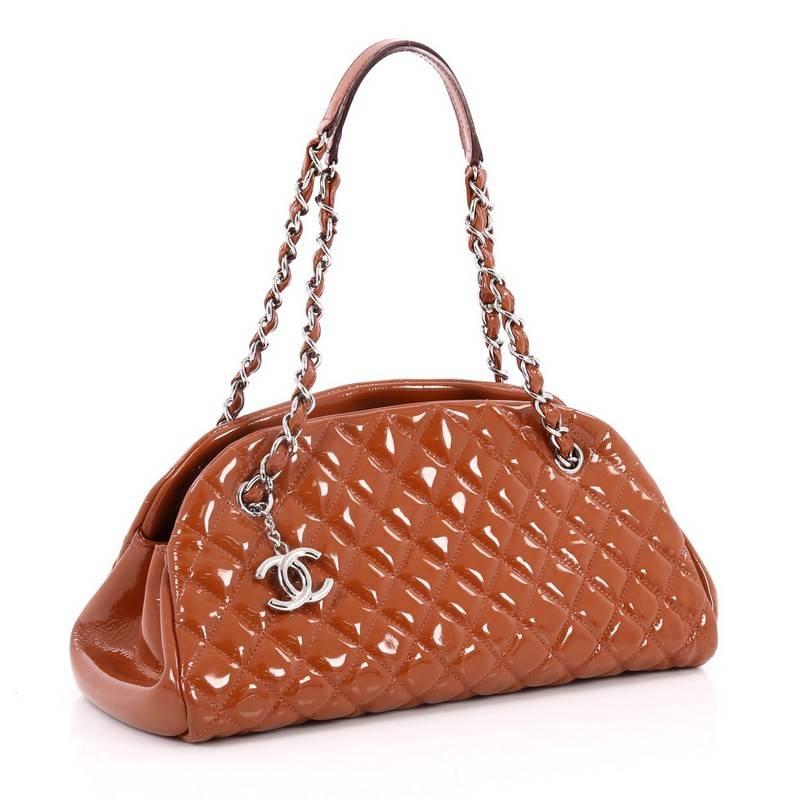 Brown Chanel Just Mademoiselle Handbag Quilted Patent Medium 