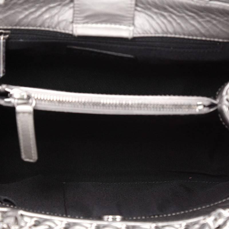 Gray Chanel Chain Me Tote Quilted Calfskin Small