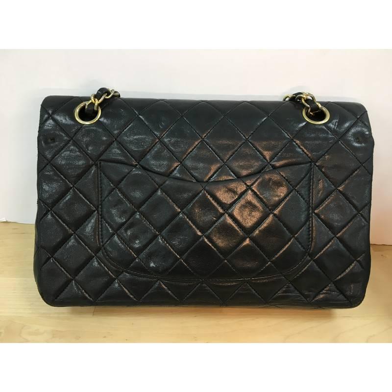 Black Chanel Classic Double Flap Bag Quilted Lambskin Medium 