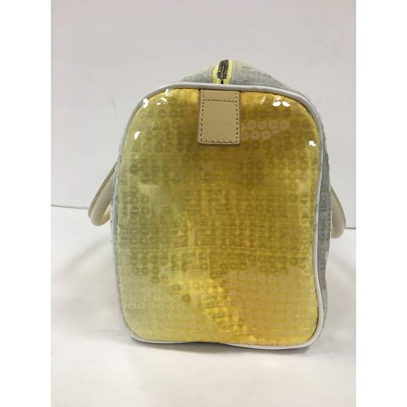 Fendi Boston Sequin Embellished Zucchino Coated Canvas Medium In Fair Condition In NY, NY