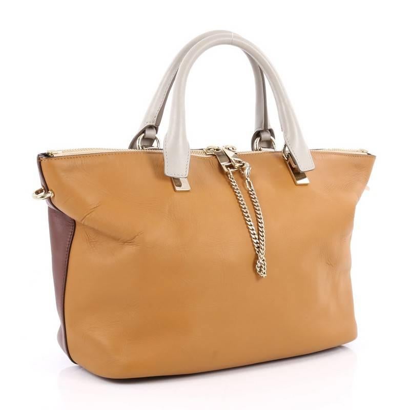 Brown Chloe Bicolor Baylee Satchel Leather Medium