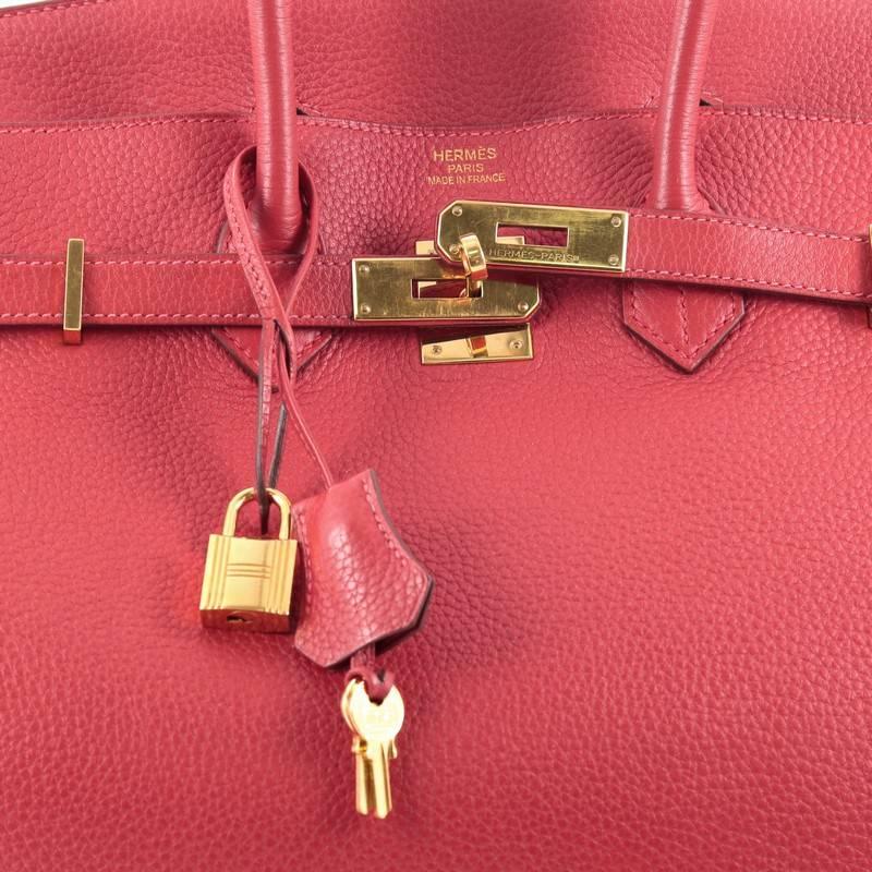 Hermes Birkin Handbag Rouge Casaque Clemence with Gold Hardware 35 2