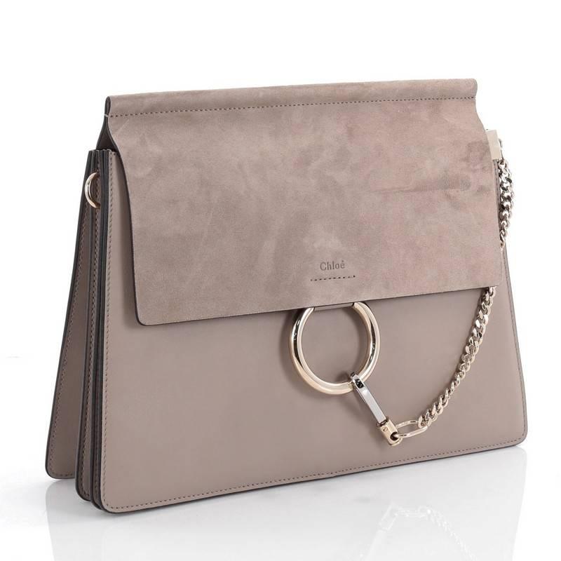 Brown Chloe Faye Shoulder Bag Leather and Suede Medium