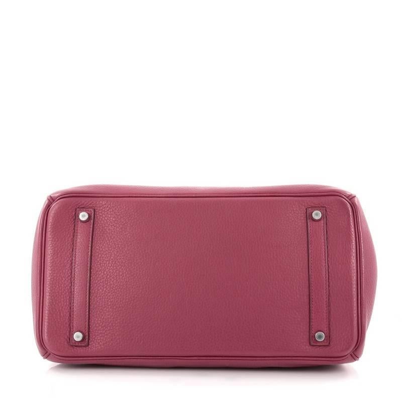 Hermes Birkin Handbag Bose de Rose Clemence with Palladium Hardware 35 In Good Condition In NY, NY