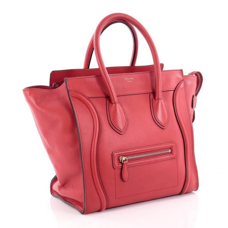 Pink Celine Luggage Handbag Grainy Leather Mini