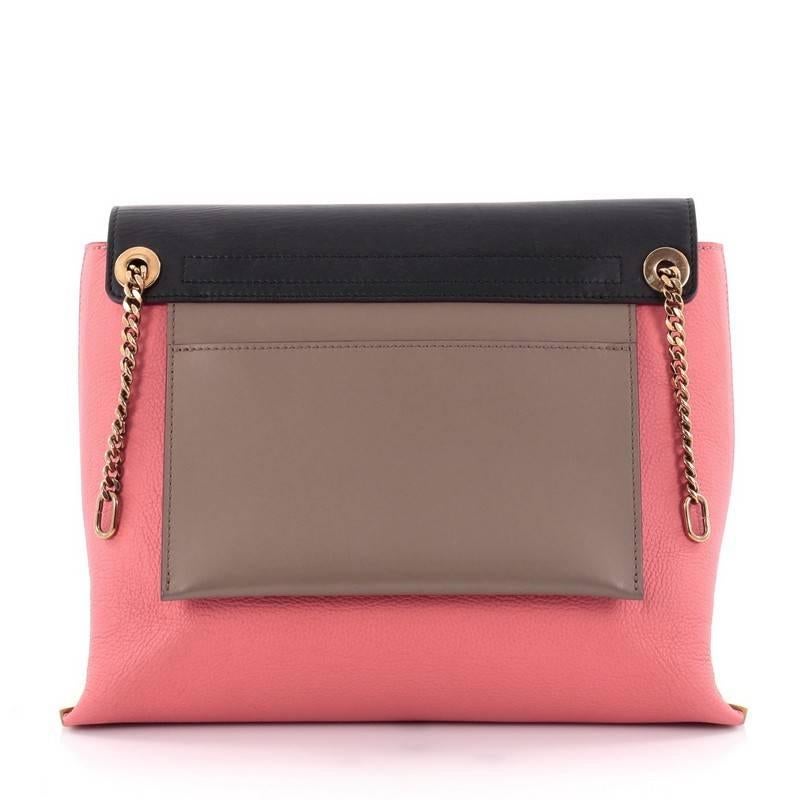 Pink Chloe Tricolor Clare Shoulder Bag Leather Medium