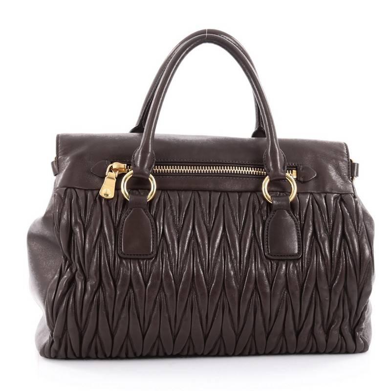 Miu Miu Fold Over Zip Convertible Satchel Matelasse Leather Large In Good Condition In NY, NY