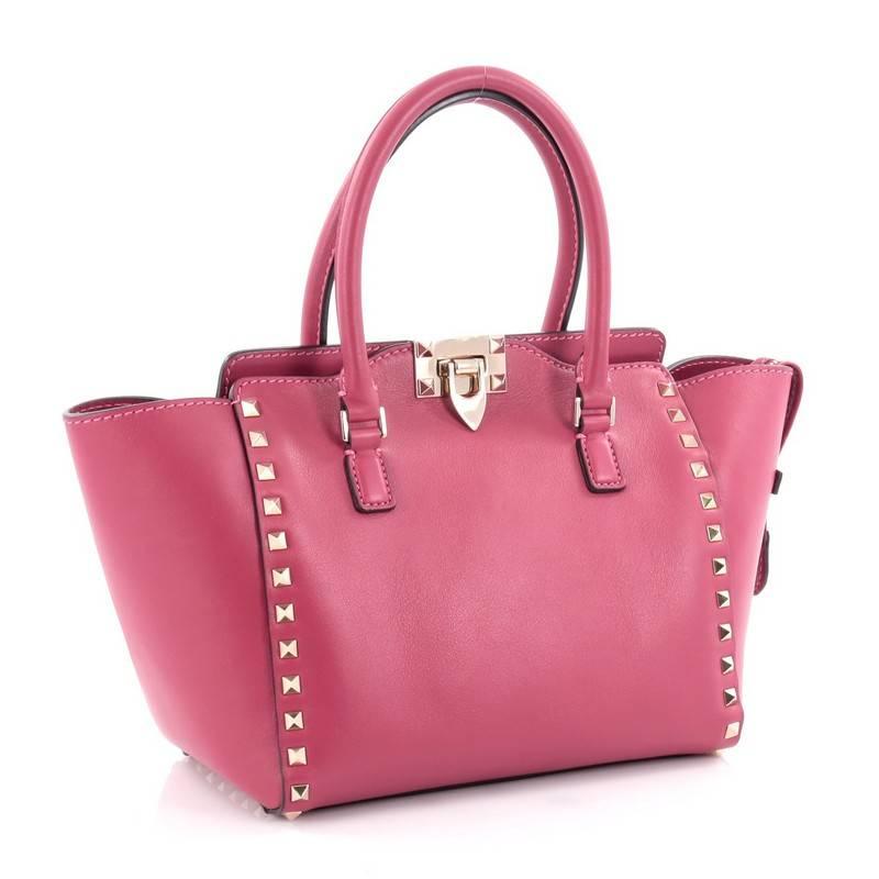 Pink Valentino Rockstud Tote Rigid Leather Small