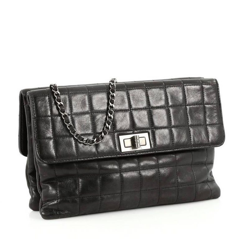 Chanel Vintage Chocolate Bar Double Sided Flap Shoulder Bag Quilted Lambs  at 1stDibs