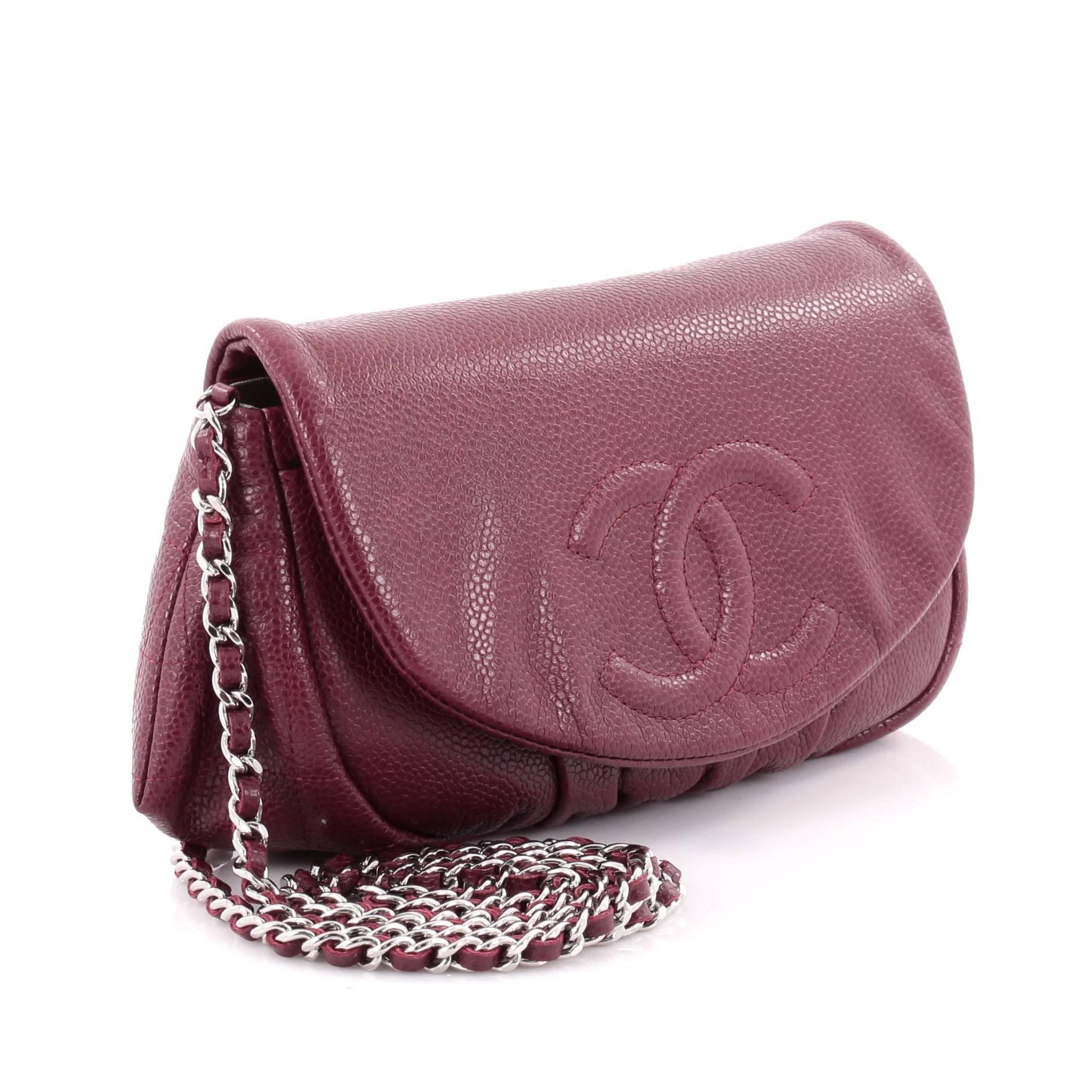 Brown Chanel Half Moon Wallet on Chain Caviar