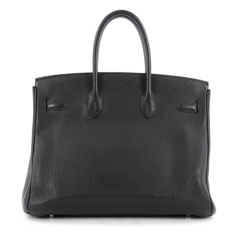 Women's or Men's Hermes Birkin Handbag Black Togo with Palladium Hardware 35