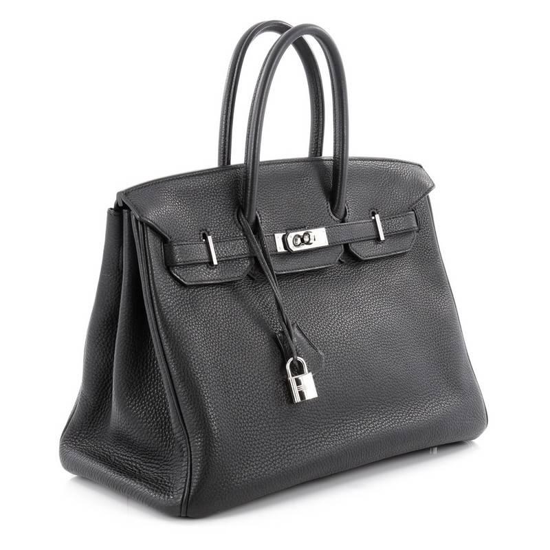 Hermes Birkin Handbag Black Togo with Palladium Hardware 35 In Good Condition In NY, NY