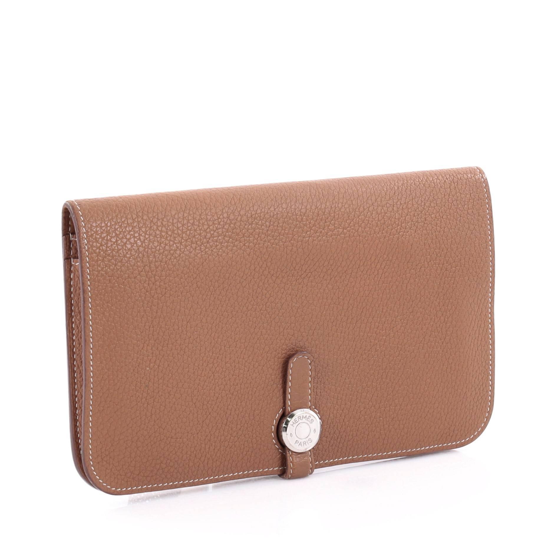 Brown Hermes Dogon Combined Wallet Leather