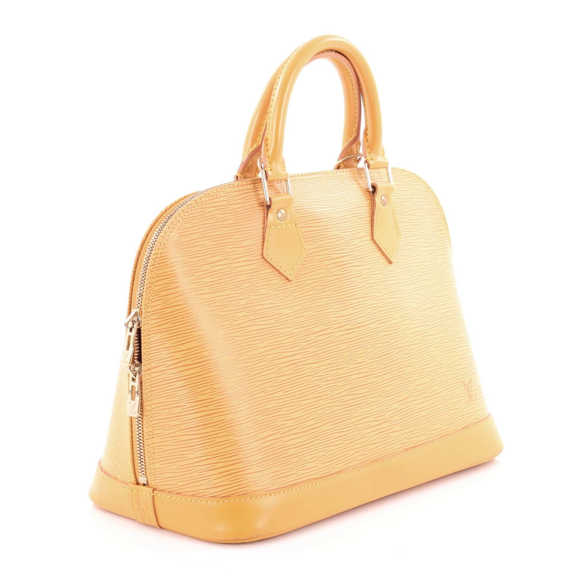 Orange Louis Vuitton Vintage Alma Handbag Epi Leather PM