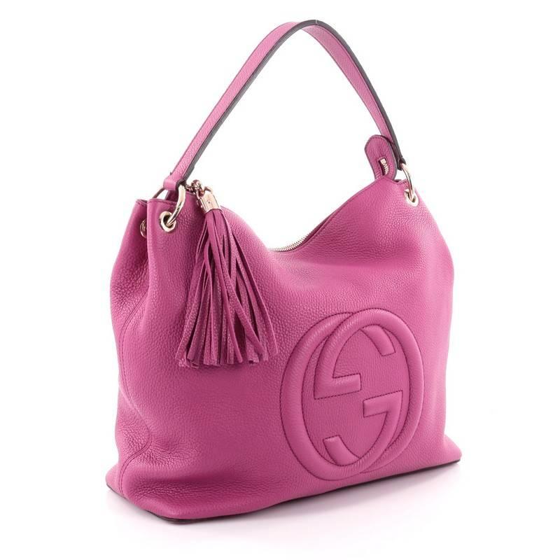 Pink Gucci Soho Convertible Hobo Leather Large