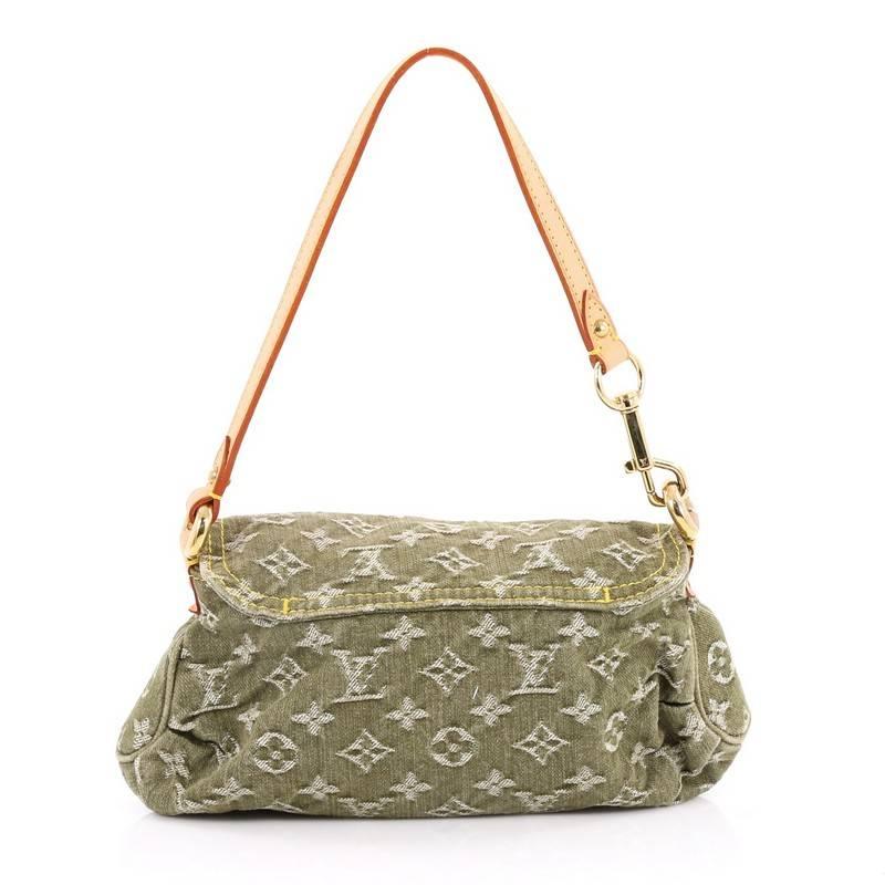 Brown Louis Vuitton Pleaty Handbag Denim Mini