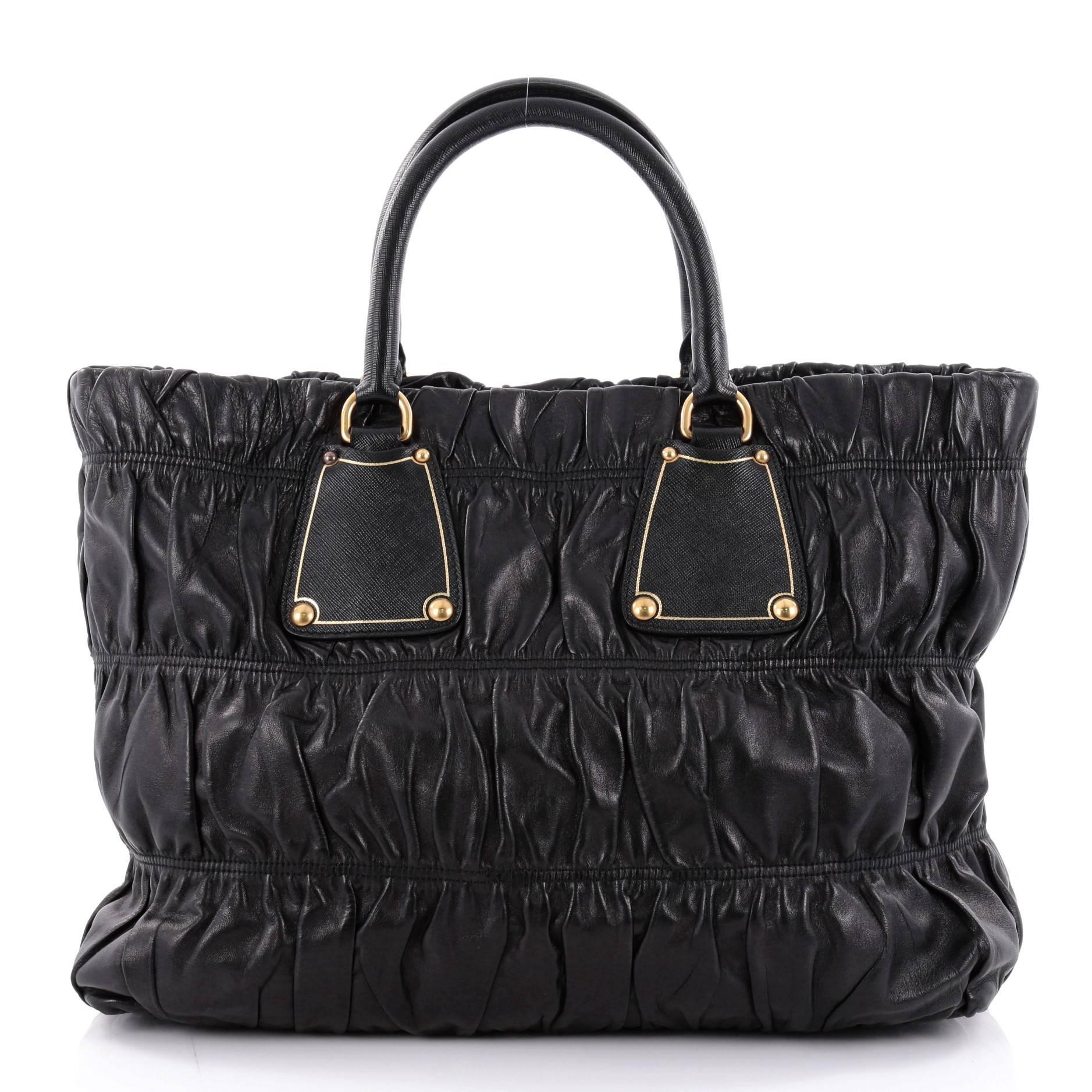  Prada Gaufre Tote Nappa Leather Large In Good Condition In NY, NY