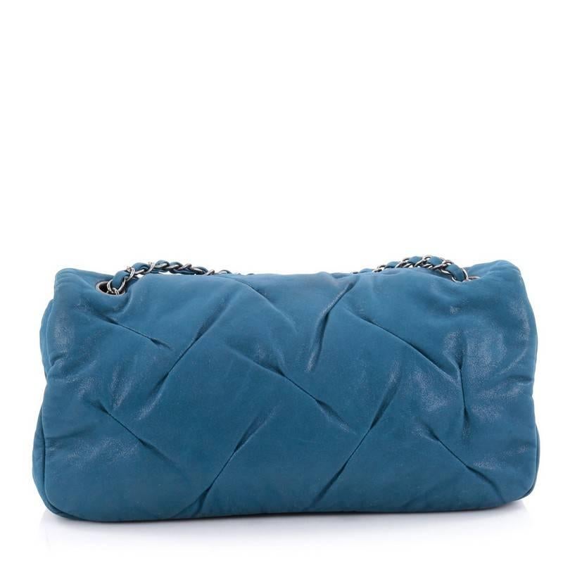 Blue Chanel Glint Flap Bag Iridescent Calfskin East West