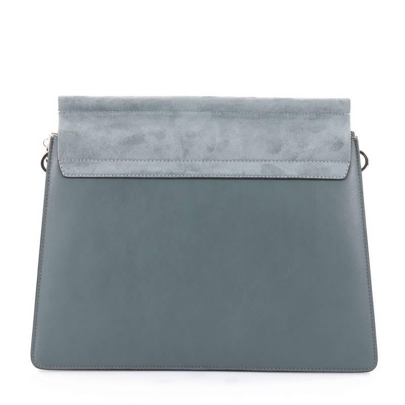 Gray Chloe Faye Shoulder Bag Leather and Suede Medium