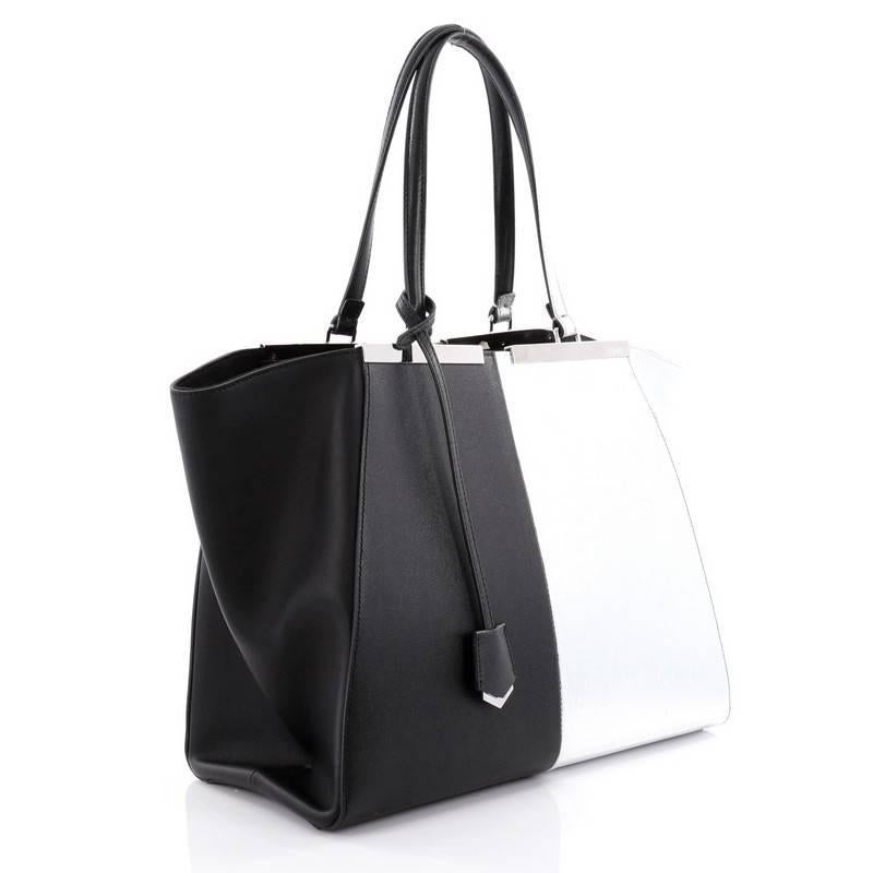 Black Fendi Bicolor 3Jours Handbag Leather Large