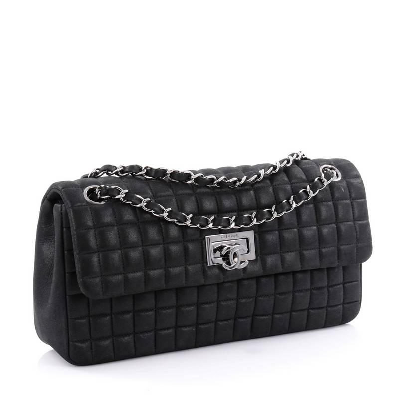 Chanel CC Lock Bubble Flap Bag Quilted Iridescent Calfskin Large In Good Condition In NY, NY