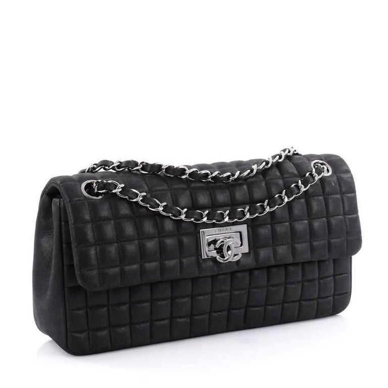 Chanel CC Lock Bubble Flap Bag Quilted Iridescent Calfskin Large at ...