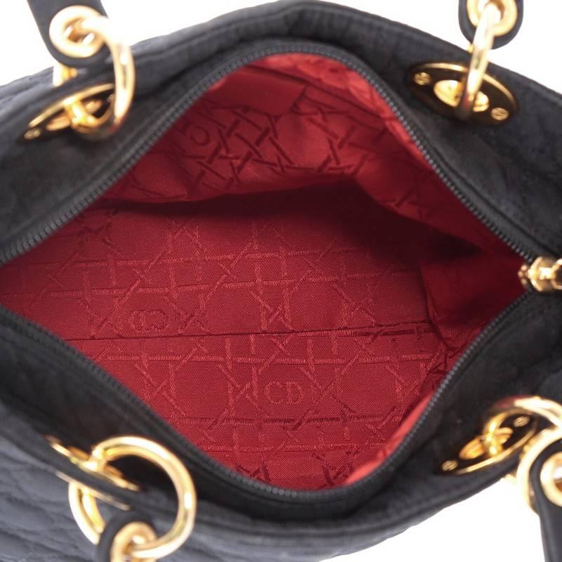 Christian Dior Lady Dior Handbag Cannage Quilt Nylon Medium In Good Condition In NY, NY