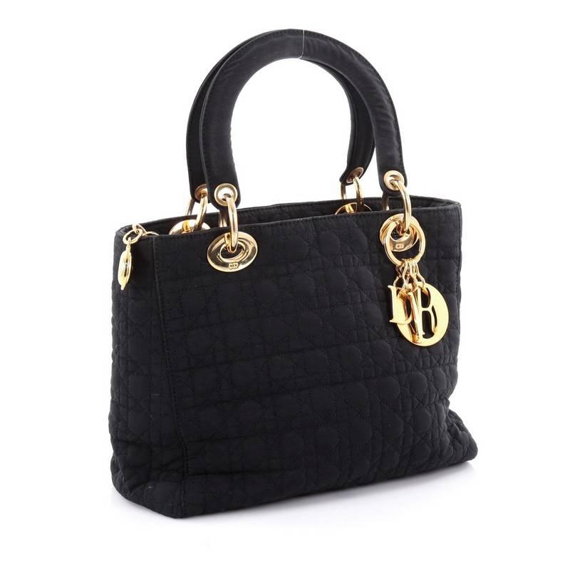 Christian Dior Lady Dior Handbag Cannage Quilt Nylon Medium 1