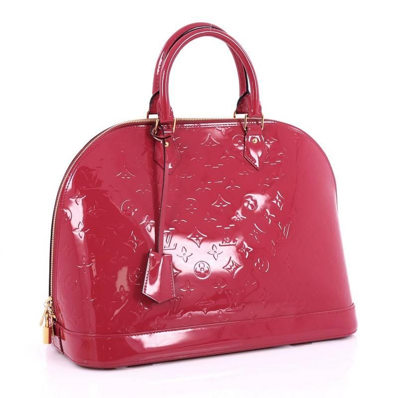 Red Louis Vuitton Alma Handbag Monogram Vernis MM