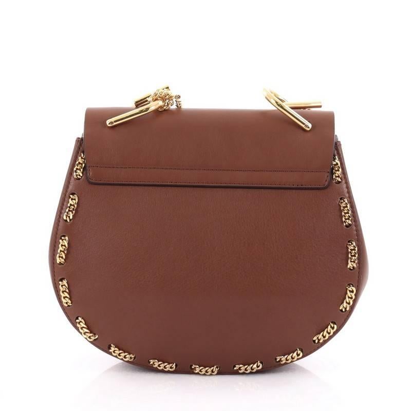Chloe Drew Crossbody Bag Chain Embellished Leather Small In Good Condition In NY, NY