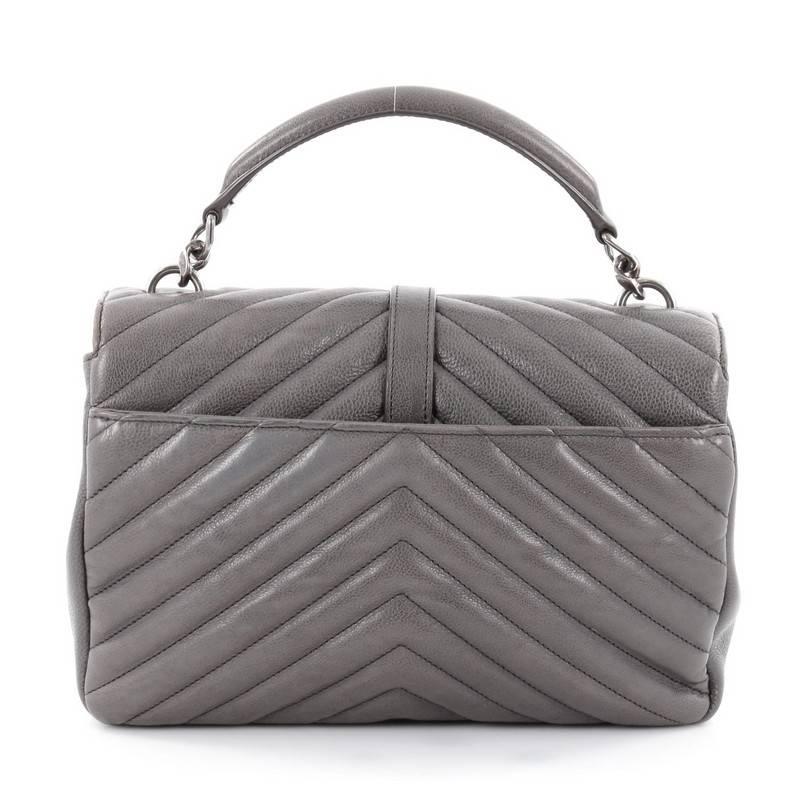 Saint Laurent College Monogram Bag Matelasse Chevron Leather Medium 1
