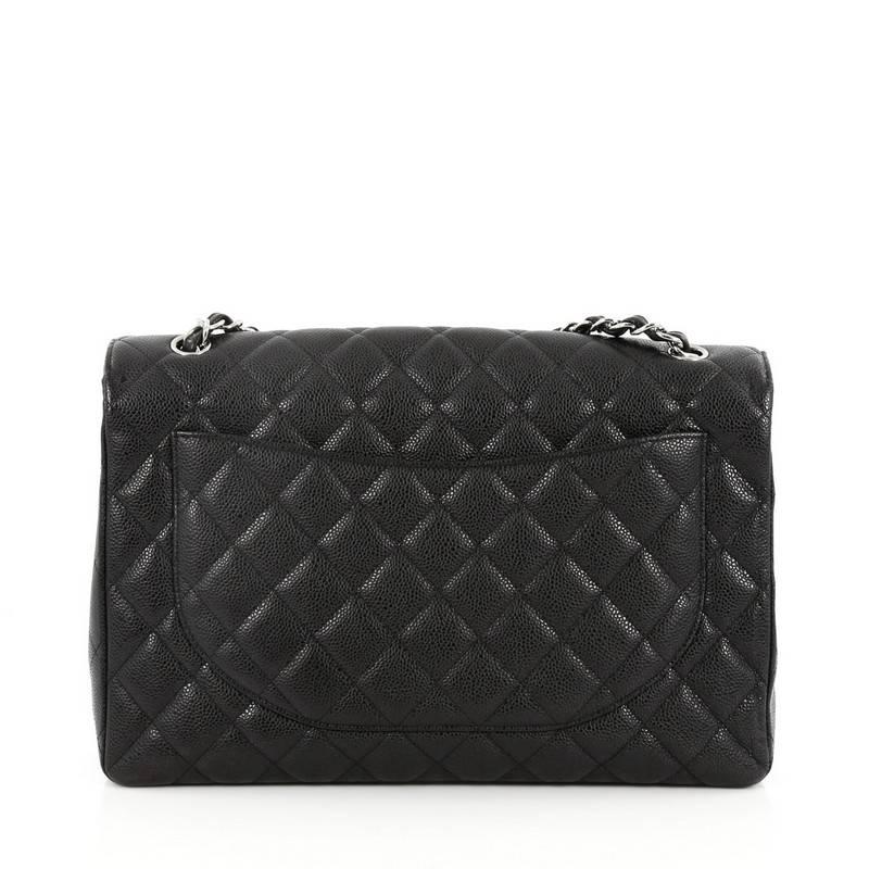 Chanel Classic Single Flap Bag Quilted Caviar Maxi In Good Condition In NY, NY