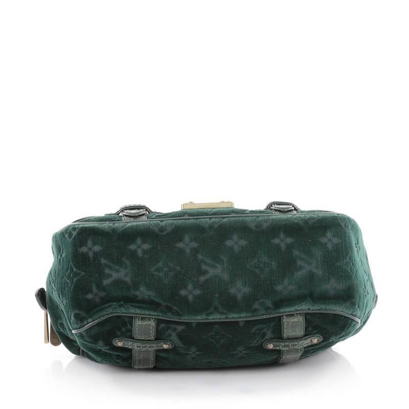 Black Louis Vuitton Gracie Handbag Monogram Velour and Alligator MM