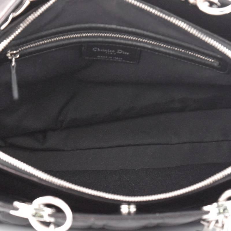 Black Christian Dior Soft Zipped Shopping Tote Cannage Quilt Lambskin Medium
