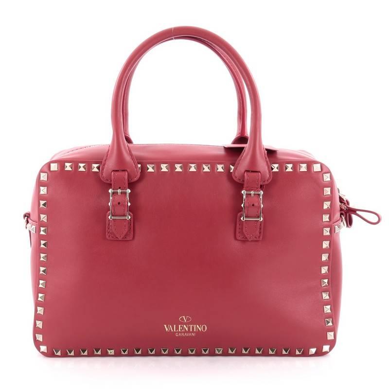 Valentino Rockstud Convertible Zip Satchel Leather Medium In Good Condition In NY, NY