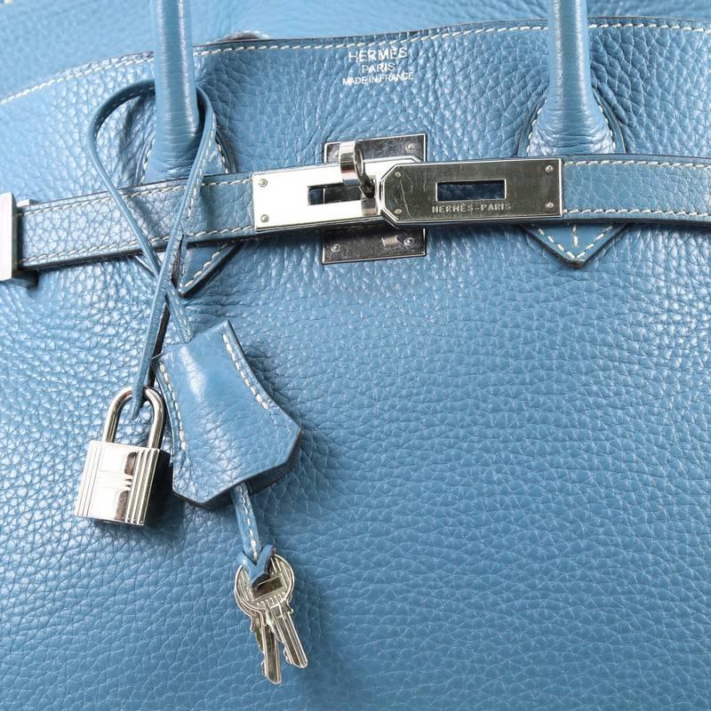 Hermes Birkin Handbag Blue Jean Clemence with Palladium Hardware 35 1
