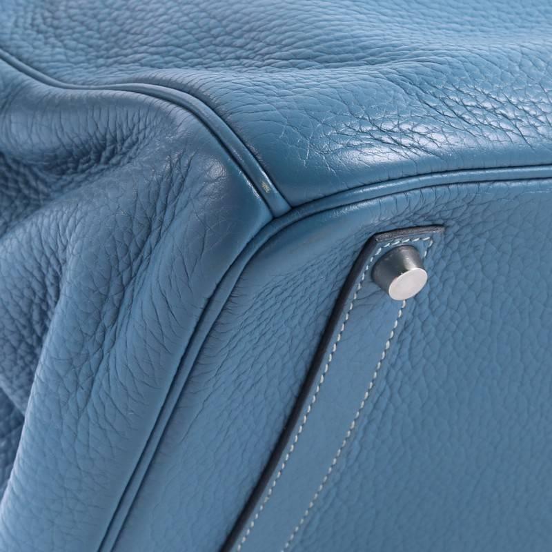 Hermes Birkin Handbag Blue Jean Clemence with Palladium Hardware 35 4