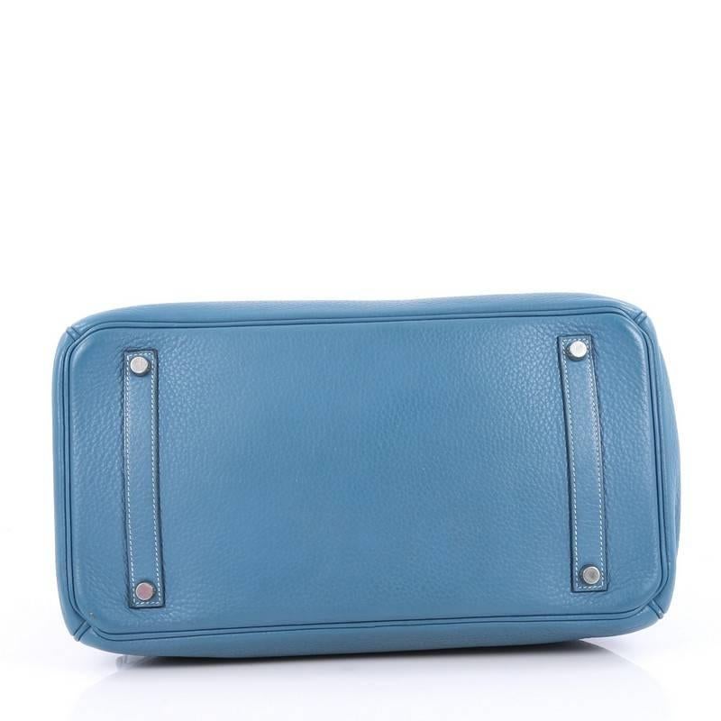 Women's or Men's Hermes Birkin Handbag Blue Jean Clemence with Palladium Hardware 35