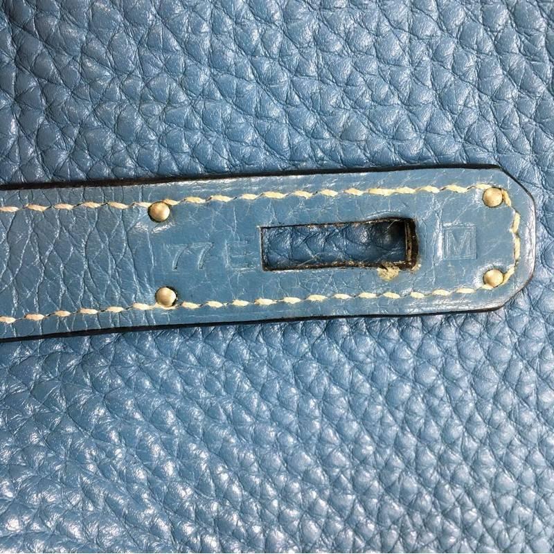 Hermes Birkin Handbag Blue Jean Clemence with Palladium Hardware 35 5