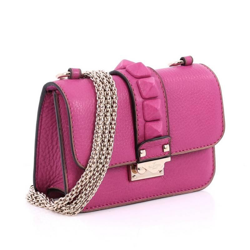 Pink Valentino Glam Lock Shoulder Bag Leather Mini