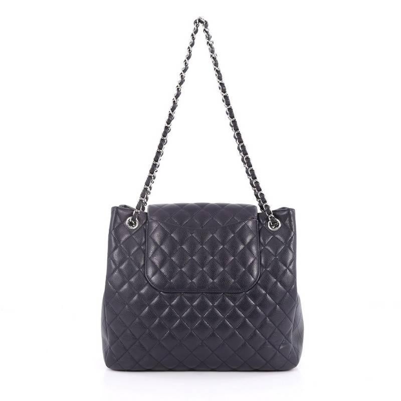 Chanel Classic Flap Shopping Tote Quilted Caviar Medium In Good Condition In NY, NY