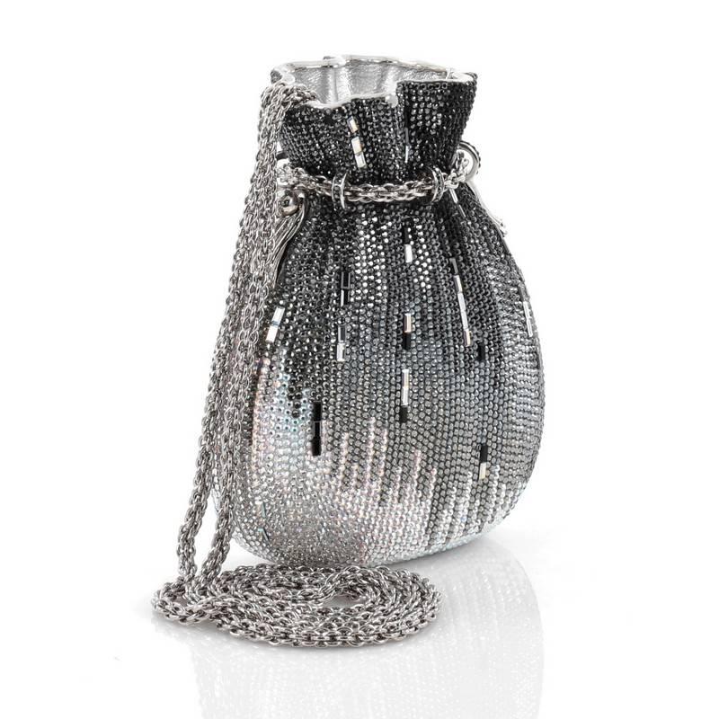 Gray Judith Leiber Beggars Pouch Minaudiere Crystal Small