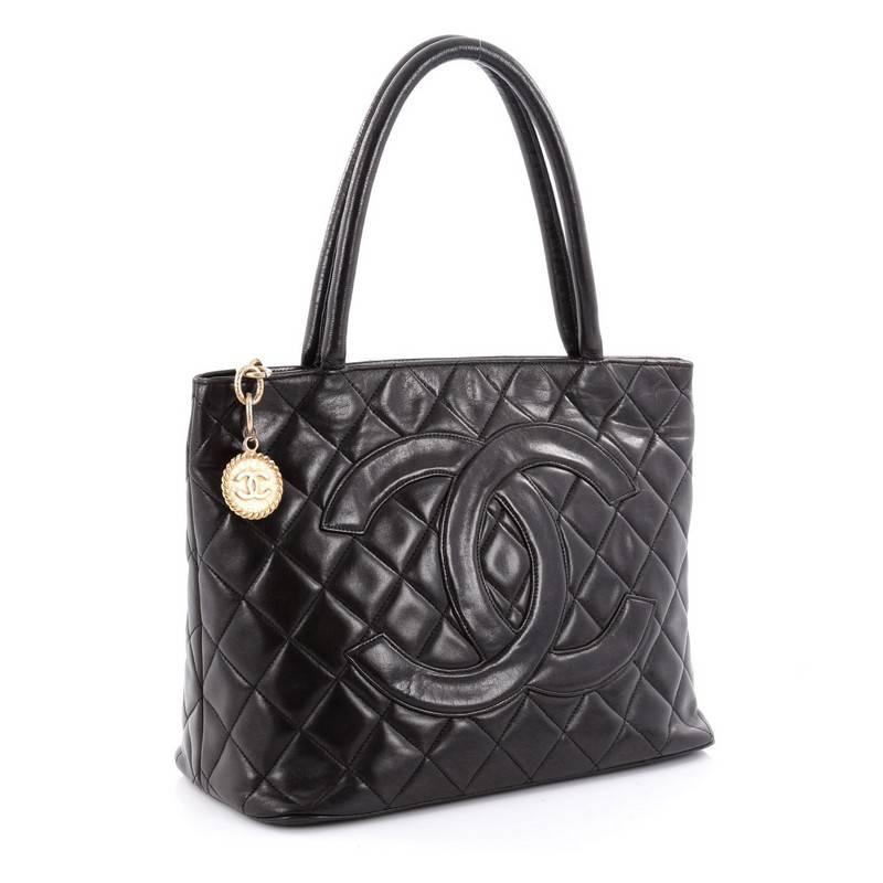 Black Chanel Medallion Tote Quilted Lambskin
