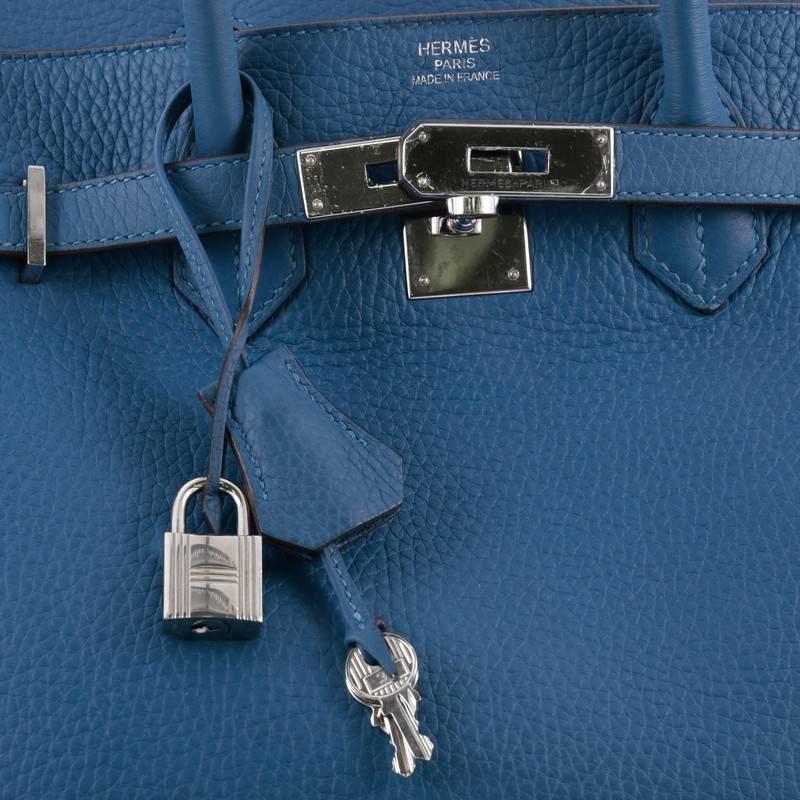 Hermes Birkin Handbag Blue Mykonos Clemence with Palladium Hardware 35 2