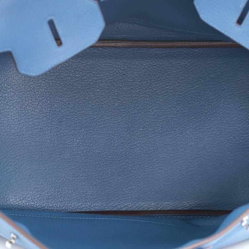 Hermes Birkin Handbag Blue Mykonos Clemence with Palladium Hardware 35 3