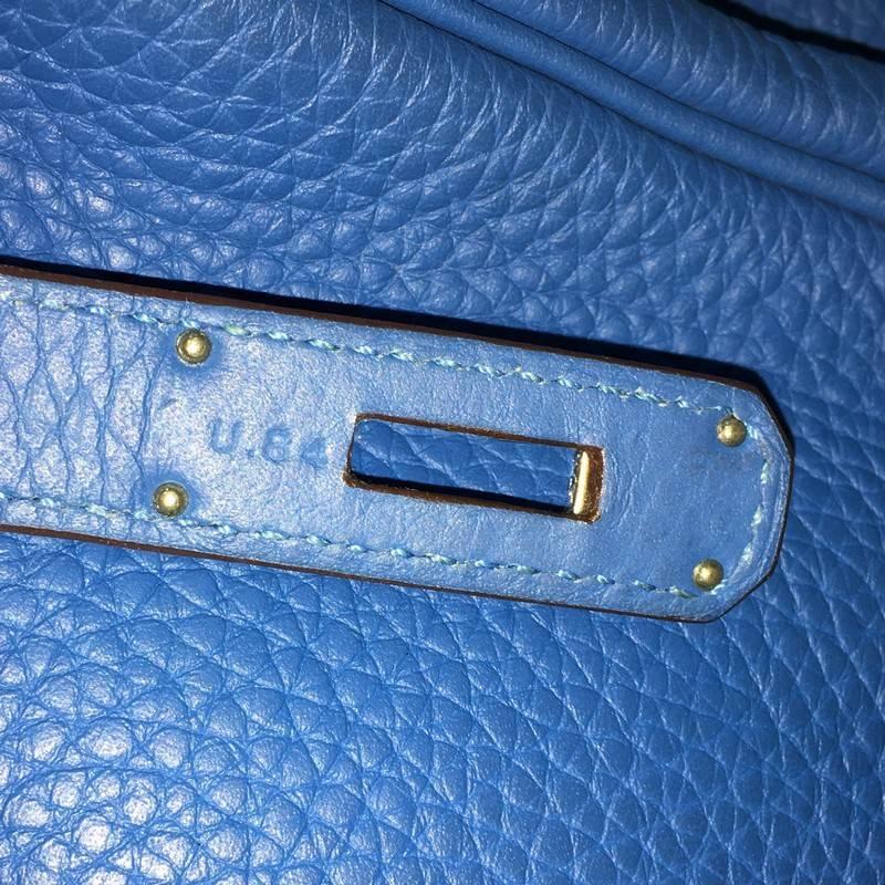 Hermes Birkin Handbag Blue Mykonos Clemence with Palladium Hardware 35 4