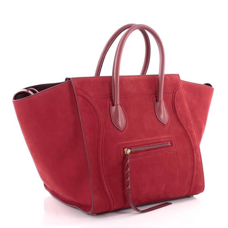 Red Celine Phantom Handbag Suede Medium