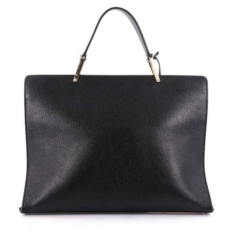 Black Balenciaga Le Dix Zip Cartable Top Handle Bag Leather and Ostrich Medium