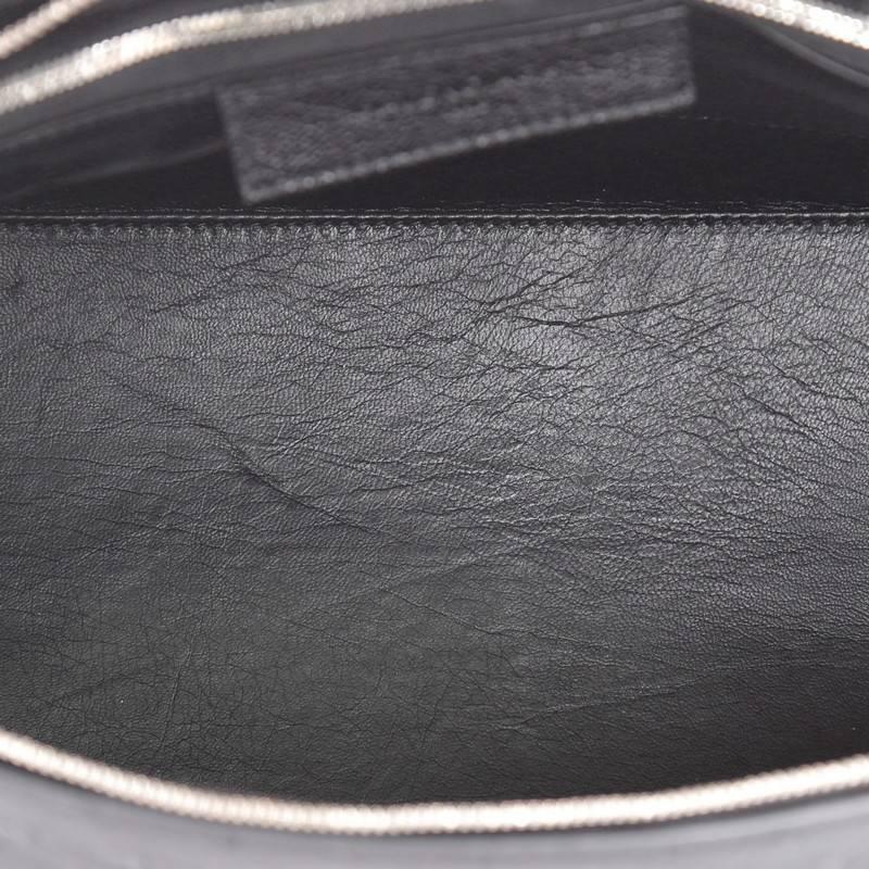 Women's Balenciaga Le Dix Zip Cartable Top Handle Bag Leather and Ostrich Medium