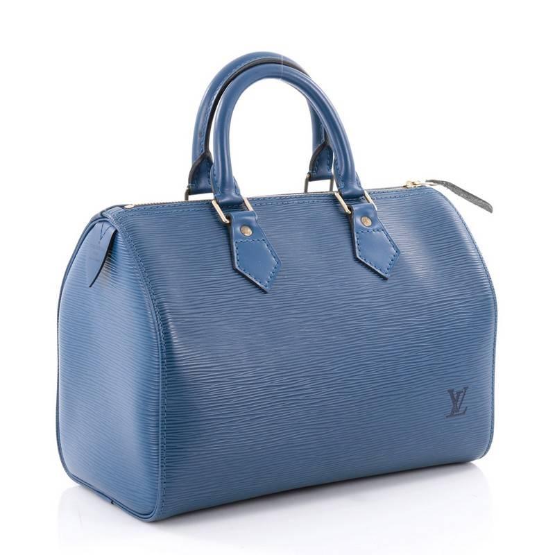 Blue Louis Vuitton Speedy Handbag Epi Leather 30